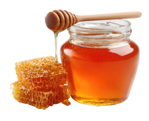Honey in a jar with honeycomb (1)