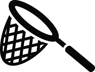 Simple black outline drawing of a butterfly net on a white background © MUZIHID CREATION