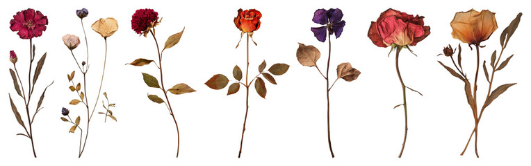 PNG Vintage floral botanical illustration, element set on transparent background