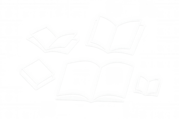 Collection of hand-drawn book sketches on a transparent background, showcasing various open and closed book designs for creative projects