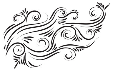 Elegant swirl design element on white