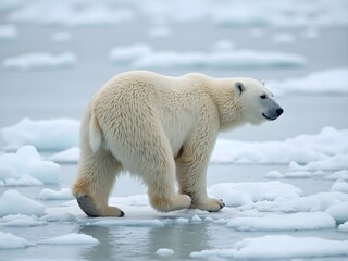 Polar Bear Walking on Ice bear in zoo