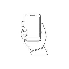 Hand holding a mobile phone with message on screen vector illustration