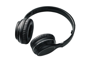 Black over-ear headphones, angled view