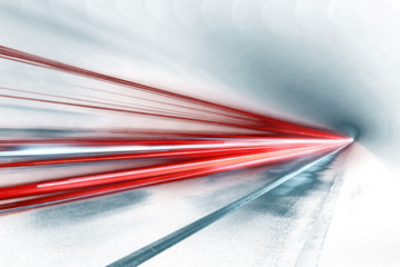 blur red glowing light streak and laser speed motion effect, glowing speed line on night road, blur flash curves neon line wave