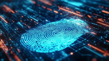 Glowing fingerprint communicating identity in digital world - Powered by Adobe