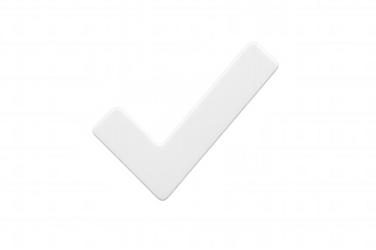Transparent background featuring white checkmark representing confirmation, validation, success