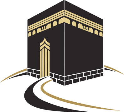 black kaaba graphic with gold accents clip art preview