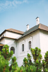 White brick monastery shows historic architecture