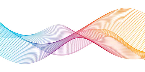 Fototapeta premium Abstract perspective line wave with vibrant gradient motion isolated on white