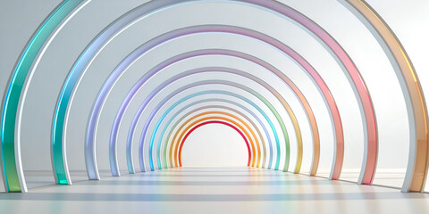 Obraz premium Abstract 3D holographic glass circle rings with rainbow gradient isolated on white