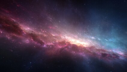 Obraz premium Vibrant cosmic nebula swirls with stars and galaxies in deep space