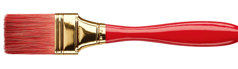 Red paint brush, gold ferrule