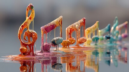 Artistic colorful musical notes flowing high resolution picture