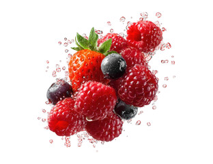 Freshly picked berries in a splash of juice