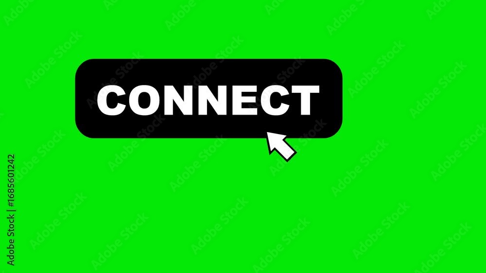 Poster video animation black and white concept icon click computer cursor mouse on connect button digital, 
