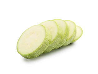 Slices of fresh zucchini isolated on white