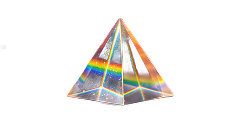 Glowing rainbow prism with colorful crystal sparkles and fantasy reflections isolated PNG