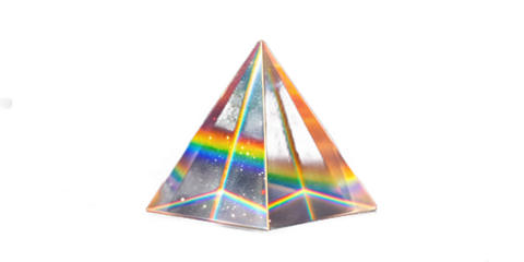 Glowing rainbow prism with colorful crystal sparkles and fantasy reflections isolated PNG
