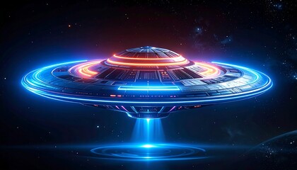 Futuristic spaceship in space