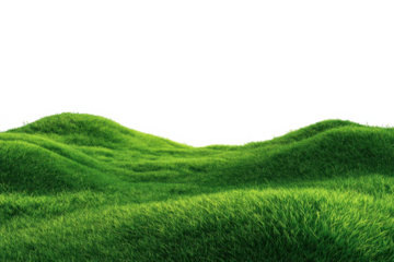 green grass cover sand isolated on transparent background, green grassy hills for poster banner cover design