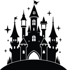 Obraz premium Black silhouette castle vector illustration