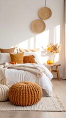 Herbstlich dekoriertes Schlafzimmer 