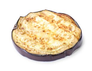 Slice of grilled eggplant isolated on white