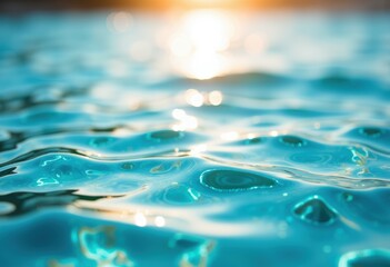 Close-up of shimmering blue water with sunlight reflecting on the surface