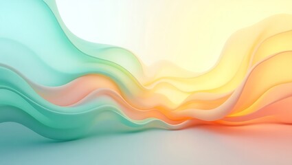 Obraz premium Abstract flowing waves background. A modern, serene design with a smooth pastel gradient. A graceful and elegant concept for balance, harmony, and wellness. Generative Ai.
