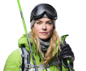 Attractive young woman ready for winter ski trip.