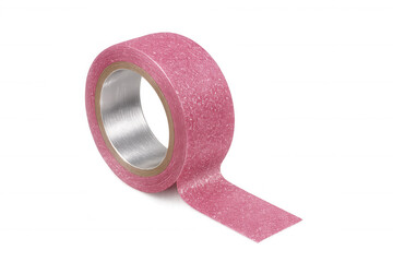 Pink glitter tape roll isolated on transparent background, ready for crafting and scrapbooking projects
