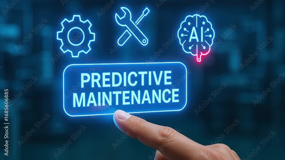 Leinwandbilder predictive maintenance with finger pointing on glowing digital button featuring artificial intellige