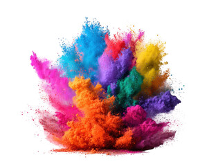 Exploding colorful powder cloud against a black background