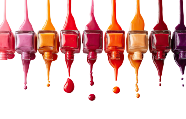 Colorful nail polish bottles with dripping liquid (3)