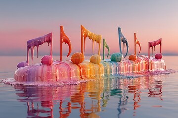 Creative musical notes colorful dripping scene high resolution picture