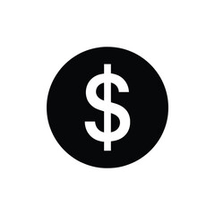 Obraz premium Minimalist dollar sign icon in a black circle, a flat vector graphic symbol representing money, finance, and economy illustration of a dollar