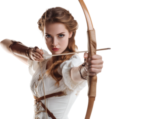 Woman archer aiming a bow and arrow
