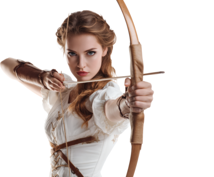 Woman archer aiming a bow and arrow