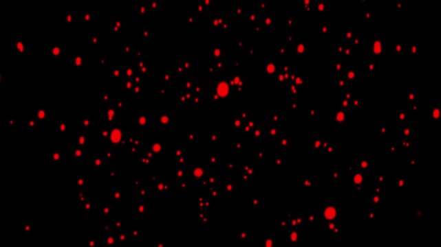 red,glowing,particles A scattering of bright red glowing particles illuminates the dark cosmic background forming a futuristic digital effect symbolizing galaxy universe energy abstract light and moti