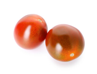 Two ripe juicy tomatoes isolated on white