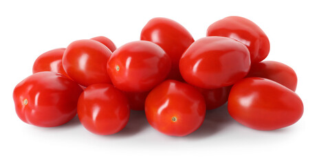 Many ripe red tomatoes isolated on white