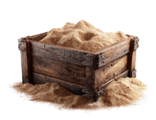 Wooden crate filled with sand