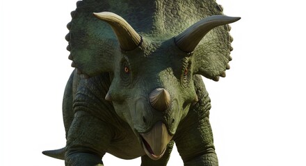 Fototapeta premium Colorful Triceratops Dinosaur Figure against White Background 