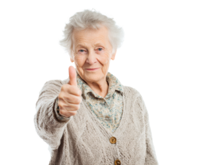 Happy senior woman giving a thumbs up