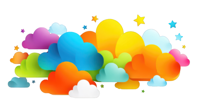 Colorful clouds in a playful design