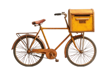 Rusty vintage bicycle with a mail box