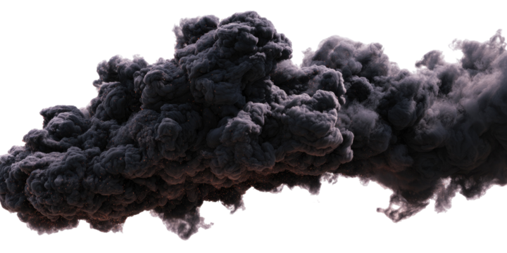 Dark, dense smoke cloud against a black background