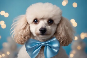 Charming poodle with a decorative bow | Sweet little poodle. Generative AI