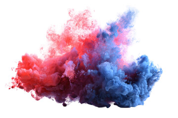 Abstract cloud of vibrant red and blue smoke